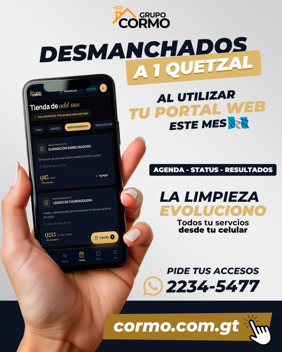 Grupo Cormo - Desmanchados a 1 quetzal al utilizar tu portal web este mes